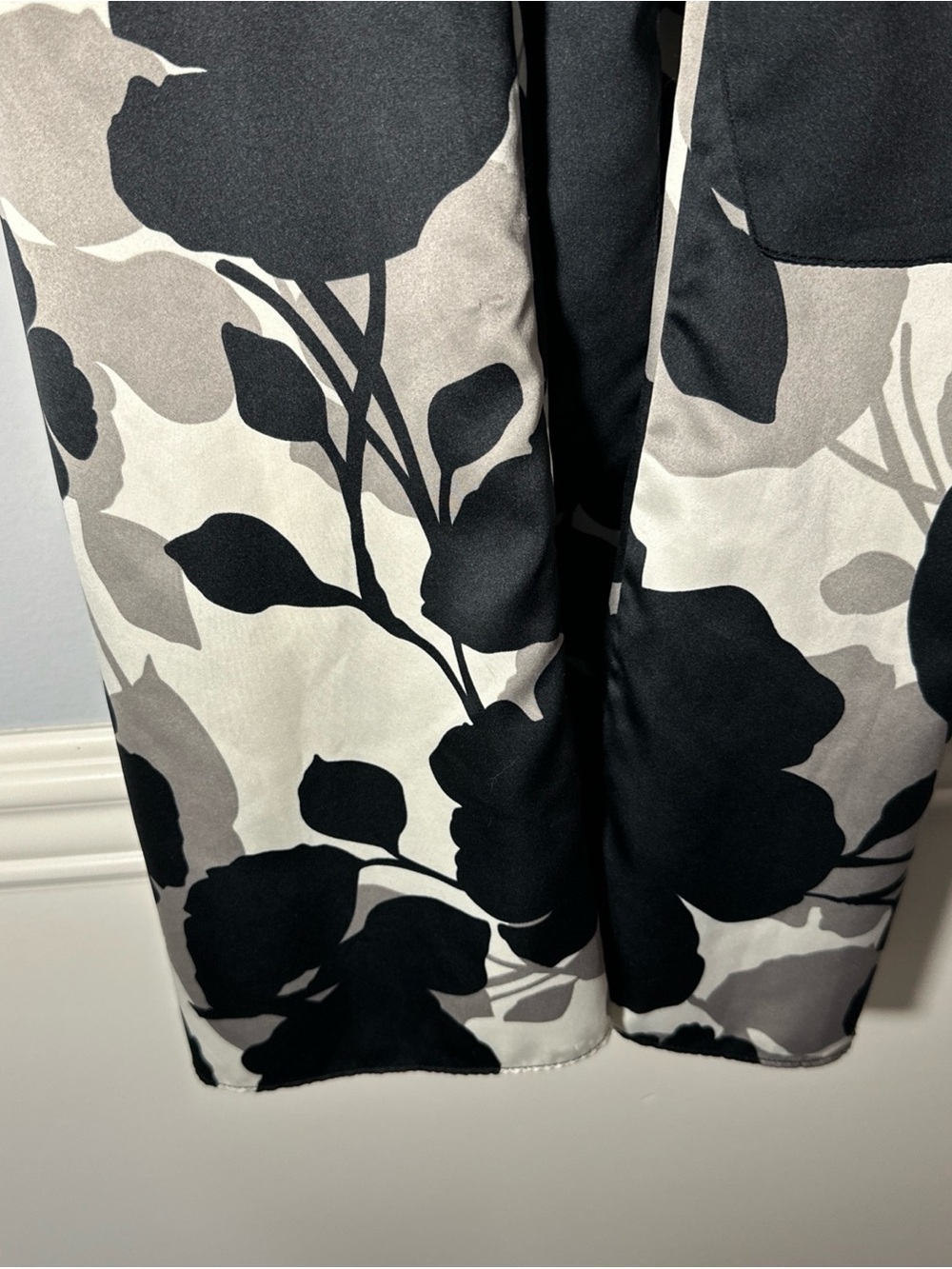 Mossimo Target 2007 Floral Satin Dress XL Black White Grey Sleeveless Y2K VYG - Picture 4 of 8